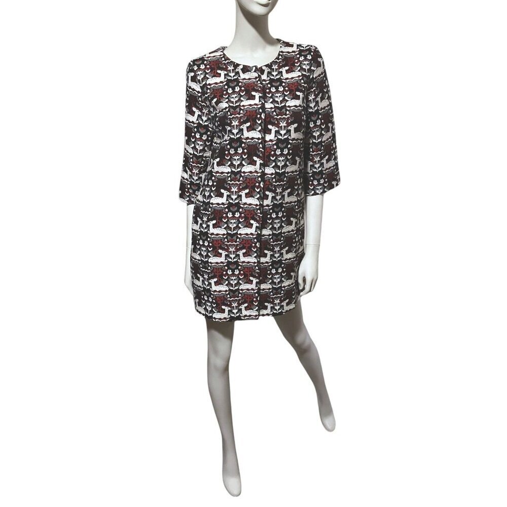 RARE Traffic People Forest Tapestry Coat S Deer Pockets Trench Luxury Old Money